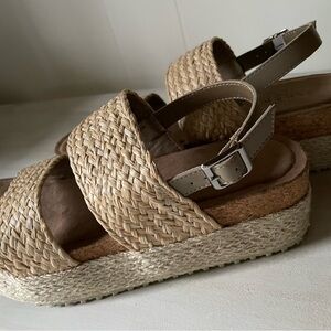 Serra Natural Woven Espadrille Platform Sandals - Tan